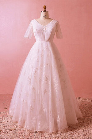 Robe de mariée a-ligne charme en grandes tailles avec lacets naturel - Photo 1