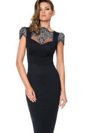 Bateau normale Taille Satin formelles knielanges Cocktailkleid mit hohem Kragen - Bild 1