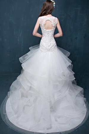 Spitze Perlenbesetztes Tüll Brautkleid mit Bordüre mit Blume - Bild 3