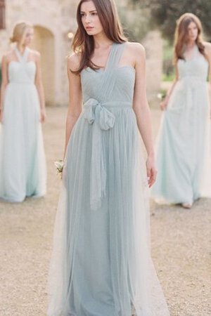Plissiertes Ärmellos legeres langes romantisches Brautjungfernkleid mit Schmetterlingsknoten - Bild 1