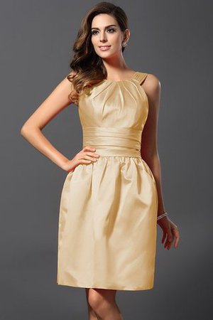 Satin Bateau Knielanges Brautjungfernkleid mit Natürlicher Taille mit Reißverschluss - Bild 7