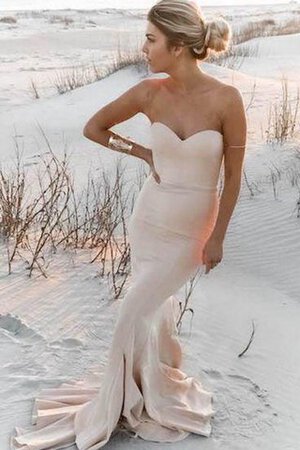 Meerjungfrau rückenfreies Ärmelloses Ballkleid mit Rüschen aus Satin - Bild 1