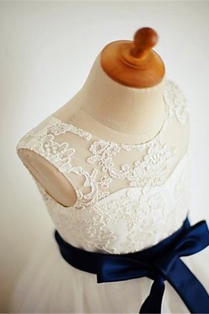 Robe de cortège enfant naturel col u profond de princesse en tulle avec fleurs - Photo 3