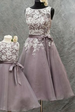 Sencillo Vestido de Dama de Honor de Corte-A en Encaje de Hasta la Tibia de Corto - Foto 3