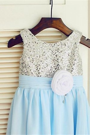 Robe de cortège enfant manche nulle encolure ronde avec fleurs en chiffon ligne a - Photo 4