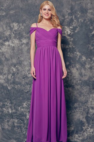 V-Ausschnitt Ärmelloses bodenlanges langes prächtiges Brautjungfernkleid aus Chiffon - Bild 2
