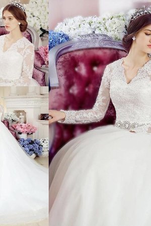 Robe de mariée adorable v encolure plissé longue delicat - Photo 2