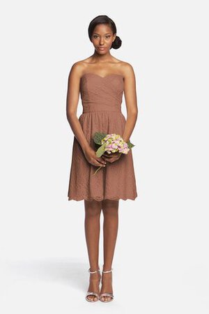 Moderno Vestido de Dama de Honor de Corte-A de Corto de Escote Corazón de Encaje Adorno - Foto 1