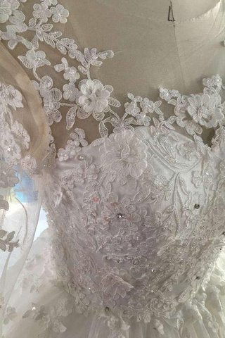 Organza lange Ärmeln Tüll A-Linie luxus Brautkleid mit Knöpfen - Bild 2