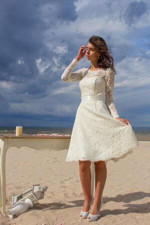 Plissiertes hoher Kragen Spitze Modern Brautkleid mit Rücken Schnürung mit Bordüre - Bild 3