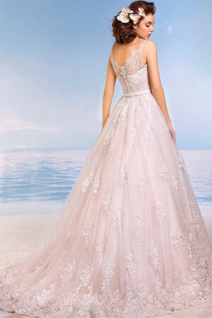 Robe de mariée romantique plissage manche nulle en tulle v encolure - Photo 2