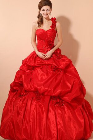 Duchesse-Linie A Linie Herz-Ausschnitt Quinceanera Kleid mit Rüschen mit Blume - Bild 1