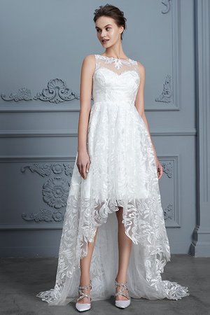 Natürliche Taile Strand Ehrenvoll Einfaches Brautkleid mit Knöpfen - Bild 4