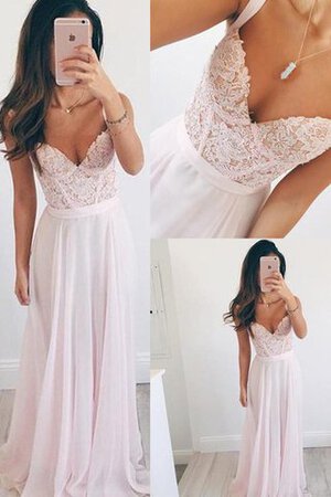 Robe de bal romantique bretelles spaghetti avec chiffon fermeutre eclair a-ligne - Photo 2