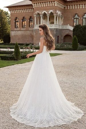 Robe de mariée de lotus de traîne moyenne avec zip de col en cœur col élisabéthain - Photo 3