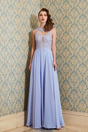 Robe de bal appliques a-ligne manche nulle en chiffon col u profond - Photo 3