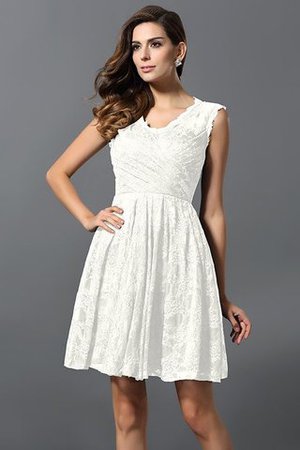 A-Line Prinzessin Reißverschluss Mini Brautjungfernkleid mit V-Ausschnitt - Bild 16