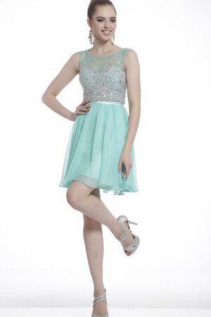 Ärmelloses Chiffon Juwel Ausschnitt prächtiges kurzes Abschlusskleid mit Rüschen - Bild 3