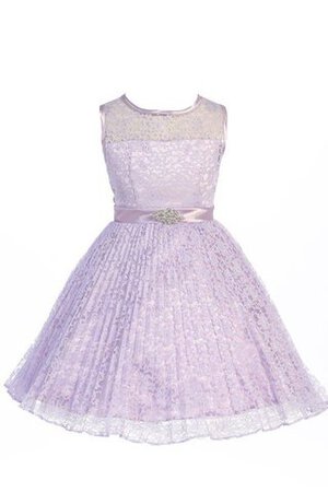 Robe de cortège enfant ligne a col ras du cou manche nulle avec décoration dentelle - Photo 7