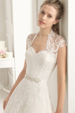 Gericht Schleppe natürliche Taile Prinzessin bodenlanges Brautkleid mit Gürtel - Bild 3