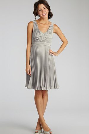 Abito da Damigella con Piega A-Line Senza Maniche V-Scollo in Chiffon - Foto 7