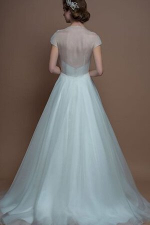 Vestido de Novia de Cola Barriba de Joya de Escote en V de Natural de Hasta el suelo - Foto 2