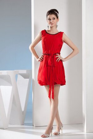 Robe de graduation courte avec ruban avec perle manche nulle ruché - Photo 1