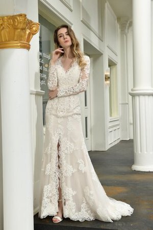 Robe de mariée brillant boutonné avec manche longue en plein air longueur au ras du sol - Photo 7