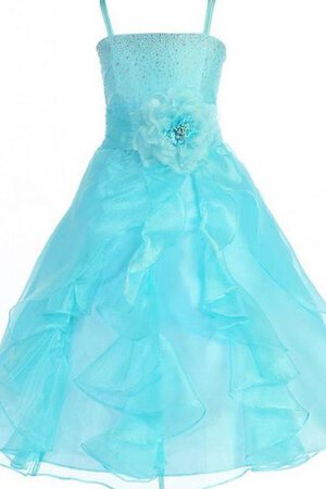A-Linie Ärmellos Blumenmädchenkleid mit Blume mit Pailletten - Bild 1