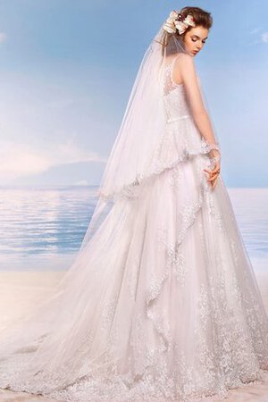 Robe de mariée romantique plissage manche nulle en tulle v encolure - Photo 3