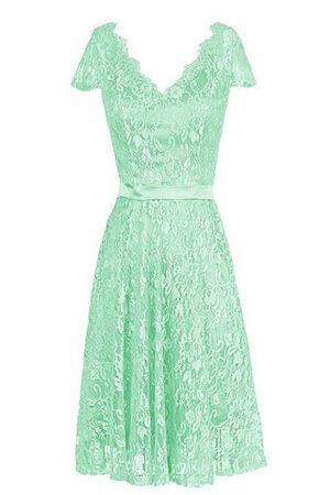 Robe demoiselle d'honneur bref plissé fermeutre eclair v encolure avec manche courte - Photo 1