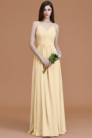 Spaghetti Träger Normale Taille Gerüschtes Ärmellos Bodenlanges Brautjungfernkleid - Bild 12