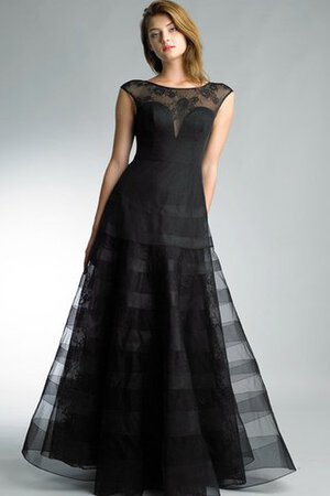 Robe de bal naturel jusqu'au sol col ras du cou appliques a-ligne - Photo 4