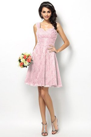 Satin Prinzessin Ärmelloses Breiter Träger Brautjungfernkleid mit Bordüre - Bild 22