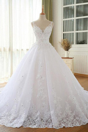 Blendend Prinzessin Schwingendes Bodenlanges Brautkleid mit Kristall - Bild 1