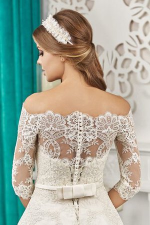 Abito da Sposa A Terra Fuori dalla spalla con Applique in Pizzo con Fiocco con Mezze Maniche - Foto 3