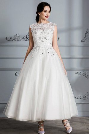 Duchesse-Linie Schaufel-Ausschnitt Seeküste Tüll Wadenlanges Brautkleid - Bild 3