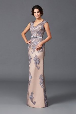 Robe de soirée longue en satin bandouliere spaghetti appliques avec sans manches - Photo 5