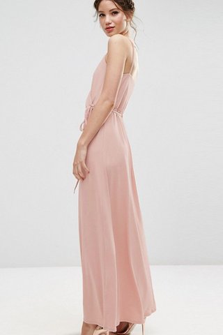 Robe demoiselle d'honneur plissé simple avec chiffon ruché bretelles spaghetti - Photo 2