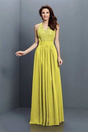 Reißverschluss Ärmellos Prinzessin Chiffon V-Ausschnitt Brautjungfernkleid - Bild 8