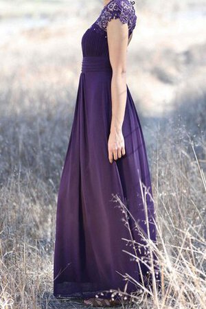 Gerüschtes kurze Ärmeln einfaches bodenlanges romantisches Brautjungfernkleid aus Chiffon - Bild 2