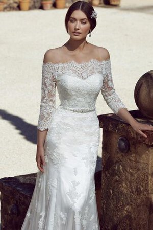 Vestido de Novia en Encaje de Apliques de Manga de longitud 3/4 de Sala de Iglesia - Foto 3