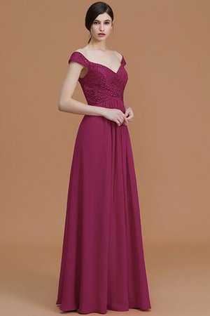 Robe demoiselle d'honneur naturel en chiffon de princesse de col en v a-ligne - Photo 11
