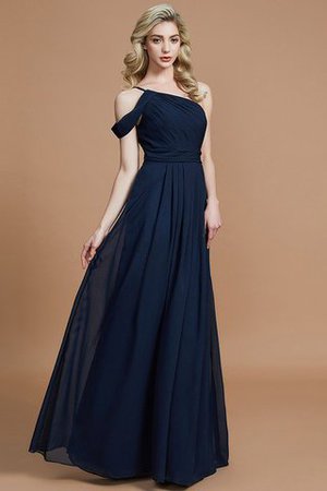 Robe demoiselle d'honneur naturel de princesse en chiffon jusqu'au sol a-ligne - Photo 4