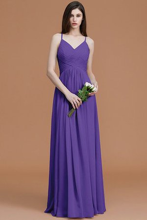 Spaghetti Träger Normale Taille Gerüschtes Ärmellos Bodenlanges Brautjungfernkleid - Bild 30