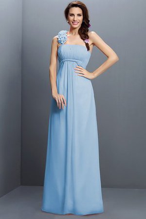 Robe demoiselle d'honneur longue en chiffon de bustier avec zip avec fleurs - Photo 3