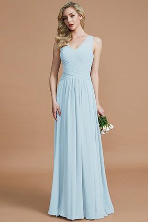 Prinzessin Normale Taille Bodenlanges Brautjungfernkleid aus Chiffon mit V-Ausschnitt - Bild 23