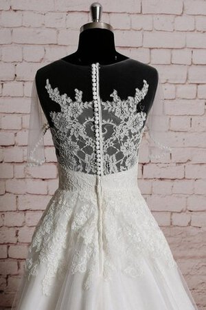 Abito da Sposa in pizzo Naturale A-Line A Terra Cappellino con Manica Corte - Foto 2