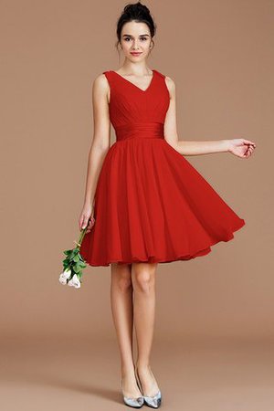 Normale Taille Ärmelloses Kurzes Brautjungfernkleid mit Gürtel mit Schleife - Bild 27