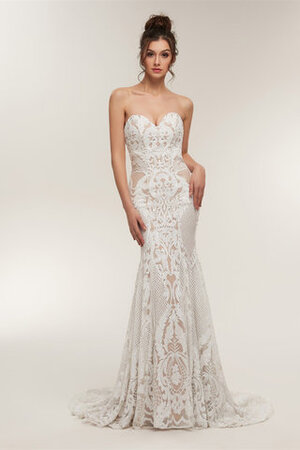 Abito da sposa bella in pizzo retro in stain elastico naturale spazzola treno - Foto 1